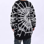 Oversized Spider Printed Knit Sweaters Casual Loose Round Neck Unisex Sweater