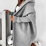 Hooded Batwing Knit Sweater with Soft and Loose Fit, Back Panel Patchwork
