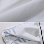 Simple White Black Contrast Color Printed Blouse
