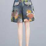 Original Floral Wide Leg Denim Shorts Bottoms