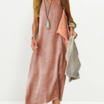 Nadorine Women's Casual Sleeveless Dress Solid V Neck Tank Long Dresses Plain Simple Beach Sundress Cover Ups