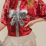 Eye Catching Christmas Sequined Pullover T Shirt