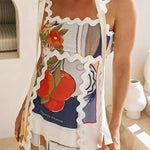 Casual Vintage Geometric Print Ripple Patchwork Printed Dresses