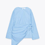 Meliora Striped Multi Position Scarf Long Sleeve H-line Shirt