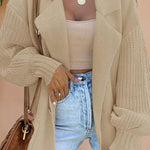 Women's Suit Collar Knitted Patchwork Woolen Jacket