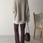 Solid Color Oversized Pocket Front Sweater
