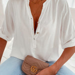 Stand Collar Half Sleeve Buttons Shirt