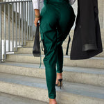 PU Leather Pocket Slim Cargo Pants