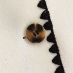 Nadorine Buttoned Crew Neck Loose Color Block Knitted Jacket