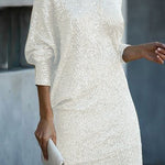 A-Line Loose Asymmetric Sequined Solid Color One-Shoulder Mini Dresses