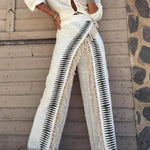 Stylish and Casual High-waisted Tassel Straight Leg Pants