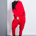 Casual Loose Split-Joint Solid Color High-Waisted Harem Pants