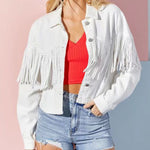 Fringe Denim Jacket Cropped Tassel Jean Jacket