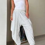National Customs Sequin Elastic Waist Loose Harem Pants