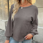 Nadorine Long Sleeve Backless Hollow Knit Sweater for Women Casual Work Office Loose Fit 2026 | Under