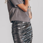 The Perfect Match Glitter Fabric Ruched Elastic Waist Mini Skirt