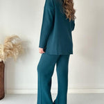 Women's Two Piece Sets Casual Loose Knitted Long Sleeve Sweater + Wide Leg Pants