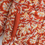 V-neck Floral Print Loose Quilted Cotton Jacket