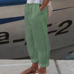 Cotton Linen Solid Color Casual Pants