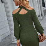 High Elastic Waist Off Shoulder Sweater Dress