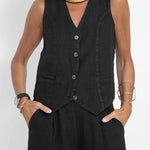 Women Casual Linen Waistcoat Two Set Suits