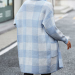 Plaid Dropped Shoulder Cardigan with Pocket