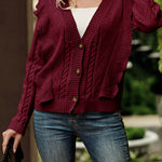 Ruffle Cropped Button Down Knitted Cardigan