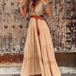 V Neck Dress Bohemian Sleeveless Beach Party Maxi Dress