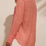 Fashionable Hollow Loose Button Pocket Shirt Top