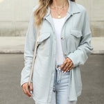 Solid Color Long Sleeve Jacket Casual Pocket Knitted Outerwears