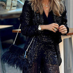 Sequined Draped Trousers