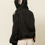 Rugby Sequined Hoodie Zipper Drawstring Long Sleeve Sweatshirt Top