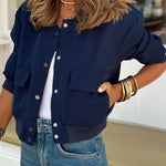 Round neck long sleeve short baseball jacket