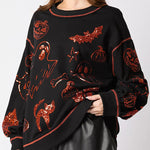 Halloween Graffiti Sequined Loose Casual Sweatshirt