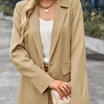 Nadorine Casual Long Blazer Jacket Lapel Open Front Office Suit