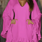Elegant style polyester pullover V-neck irregular skirt dress