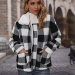 Nadorine Double Sided Fleece Long Sleeve Plaid Jacket