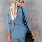 Sexy Long Sleeve Drawstring Adjustable Dress