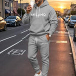 KZZ Men's Printed Hoodie and Drawstring Sweatpants Set, Menswear