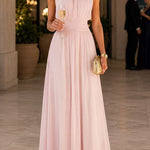 Margovil Crewneck Sleeveless Zipper Back Waisted Maxi Dress