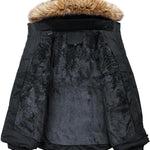 KZZ Men's Contrast Faux Fur Trim Hooded Jacket