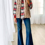 Classic Long Sleeves Button Down Plaid Blouse Shirt