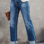 Margovil High Waist Straight Leg Ripped Denim Pants