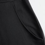 Sporty Retro Lace Striped Black Sleeveless Hooded Jumpsuit