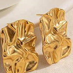 Margovil Textured Gold Rectangle Stud Earrings