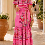 Margovil Off Shoulder Floral Print Ruffle Tiered Maxi Dress