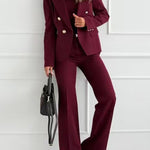 Notch Collar Double Breasted Tailored Blazer