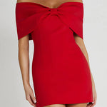 Margovil Bow Off Shoulder Bodycon Mini Party Dress