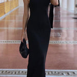 Margovil Elegant Sleeveless Tie Shoulder Bodycon Maxi Dress
