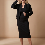 Reya™ | Button Front Cropped Jacket Midi Dress Set